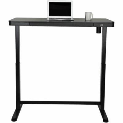 Realspace Electric 48" Height-Adjustable Standing Desk, Black - Modern Style - 1 Drawers - 2 Legs - 100 lb (45.36 kg) Capacity - Height Adjustable - 48" (1219.20 mm) Table Top Width x 23.6" (599.44 mm) Table Top Depth - 47.6" (1209.04 mm) Height - Business, Office - Assembly Required - Black, Metall  