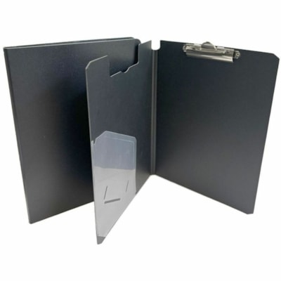 Grand & Toy Letter-size Clipboard Portfolio - 8 1/2" (215.90 mm) x 11" (279.40 mm) Sheet Size - Spring Clip - Polypropylene - Black - 1 / Unit 9.06"X 12.8" BLACK POLYPRPYLNE 