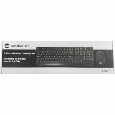 Grand & Toy Wireless Keyboard & Mouse Combo - USB Type A Wireless Keyboard - 104 Key - Black - USB Type A Wireless Mouse - Optical - 1000 dpi - 3 Button - Black - AA, AAA 2.4G 1000 DPI 3 BUTTON 104 KEYS USB NANO BLK COLOR