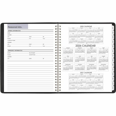 At-A-Glance 2026 Executive Weekly/Monthly Planner - 8-3/4" H x 6-7/8" W - Black - English - Weekly, Monthly - 12 Month - January 2026 to December 2026 - 1 Week, 1 Month Double Page Layout - 6 7/8" (174.63 mm) x 8 3/4" (222.25 mm) Sheet Size - Spiral Bound - Paper - Black Simulated Leather, Faux Leat 6-7/8 X 8-3/4 BLK ENGLISH 