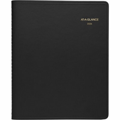 At-A-Glance 2026 Monthly Planner - 11" H x 8-7/8" W - Black - English - Monthly - 15 Month - January 2026 to March 2027 - 1 Month Double Page Layout - 8 7/8" (225.30 mm) x 11" (279.40 mm) Sheet Size - Spiral Bound - Paper - Black Simulated Leather, Faux Leather Cover - Monthly Planner, Event Plannin 9 X 11 BLK ENGLISH 