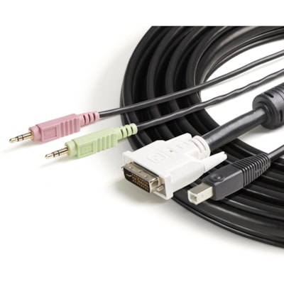 StarTech.com 4-in-1 USB DVI KVM Cable with Audio and Microphone - Connect high resolution DVI video, USB, audio and microphone all in one cable - kvm cable - usb kvm cable - kvm switch cable -DVI kvm cable ini-Jack Left Connector - Male  Left Gender - DVI U