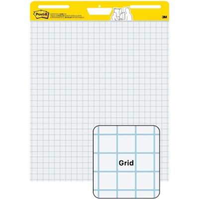 Post-it® Self-Stick Easel Pad Value Pack - 30 Sheets - Stapled - Feint Front Ruling - Blue Margin - 18.50 lb (8391.46 g) Basis Weight - 25" (635 mm) x 30" (762 mm) Sheet Size - White Paper - Cardboard Cover - Self-adhesive, Repositionable, Resist Bleed-through, Removable, Sturdy Back - 2 / Carto GRID LINES 25"X30" 30 SHEETS /PAD SELF-STICK