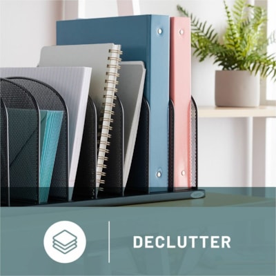Safco Mesh Desk Organizers - 8 Compartment(s) - Compartment Size : 2" (50.80 mm) - 8.3" (209.55 mm) Height x 19.3" (488.95 mm) Width x 11.5" (292.10 mm) Depth - Desktop - Powder Coated - Black - Steel - 1 Each 8 - 2" WIDE VERTICAL PARTS.BLK 19 1/4"W X 11 1/2"D X 8 1/4"H