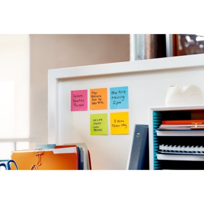 Post-it® Super Sticky Notes - Energy Boost Color Collection - 450 - 3" (76.20 mm) Flag/Note Width x 3" (76.20 mm) Flag/Note Length - Square - 90 Sheets per Pad - Unruled - Vital Orange, Tropical Pink, Sunnyside, Blue Paradise, Limeade - Paper - Self-adhesive - 5 / Pack ENERGY BOOST COLOUR COLLECTN 