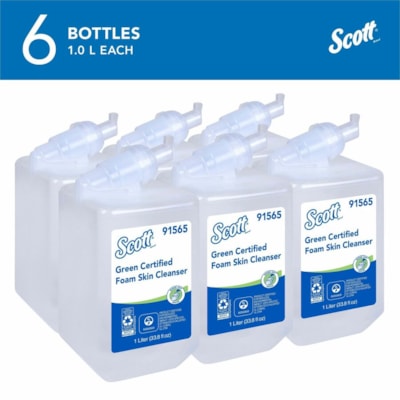 Scott - Nettoyant en mousse pour la peau - 1 L - Mains libres Dsitributeur - Main - clair - Sans colorant, Sans parfum, Recyclable - 6 / Carton EN MOUSSE KIMCARE SANS PARFUM