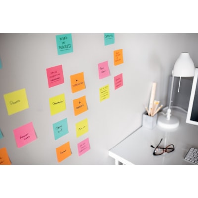 Post-it® - Feuillets Super Sticky - collection Miami - largeur de drapeau/note 3 po (76,20 mm) x longueur de drapeau/note 3 po (76,20 mm) - Rectangulaires - 90 Feuilles par bloc - Papier - Autocollant, Amovible, Recyclable - 6 / emballage 3"X3"  6PACK 