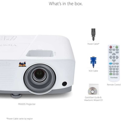 ViewSonic PA503S 3D Ready DLP Projector - 4:3 - Portable - 800 x 600 - Front, Ceiling - 576p - 4500 Hour Normal Mode - 15000 Hour Economy Mode - SVGA - 22,000:1 - 4000 lm - HDMI - USB - 3 Year Warranty  PROJ 