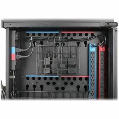 Tripp Lite series CSC42AC 42-Device AC Charging Station Cart, Black - 3 Shelf - Steel, Wood - 26" (661.42 mm) Width x 28.8" (732.54 mm) Depth x 43.1" (1093.47 mm) Height - Steel Frame - Black - For 42 Devices  AC Mobile Charging Cart - Lap tops and Chromebooks