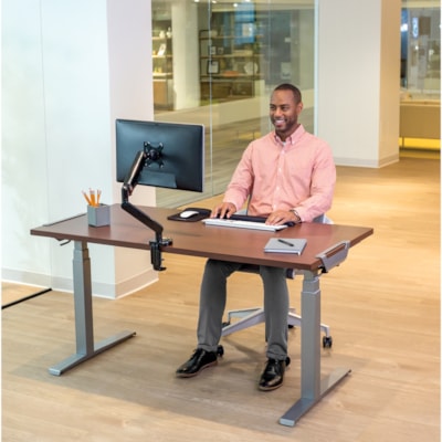 Fellowes High-Pressure Laminate Desktop - Mahogany Rectangle, High Pressure Laminate (HPL) Top - 220 lb (99.79 kg) Capacity - 60" (1524 mm) Table Top Length x 30" (762 mm) Table Top Width x 30" (762 mm) Table Top Depth x 1.1" (28.70 mm) Table Top Thickness - Assembly Required - Mahogany - 1 Each  - Mahogany 