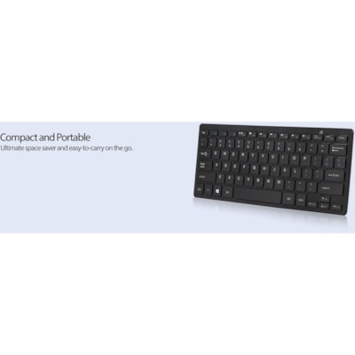 Adesso Bluetooth Wireless SlimTouch Mini Keyboard - Wireless Connectivity - Bluetooth - 30 ft (9144 mm) - USB Interface - 78 Key(s) - English (US) - QWERTY Layout - iPad - Windows - Scissors Keyswitch - AAA Battery Size Supported - Black  Wireless Mini Keyboard  Low P rofile Scissors Swit