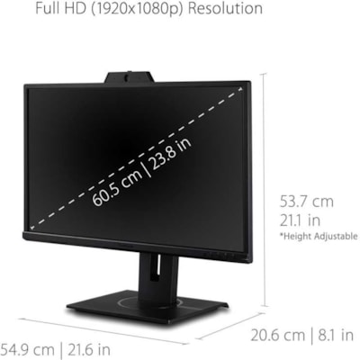 ViewSonic Graphic VG2440V 24" Class Webcam Full HD LED Monitor - 16:9 - Black - 23.8" Viewable - In-plane Switching (IPS) Technology - LED Backlight - 1920 x 1080 - 16.7 Million Colors - 250 cd/m² - 5 ms - 75 Hz Refresh Rate - Speakers - HDMI - VGA - DisplayPort - USB Hub  MNTR 