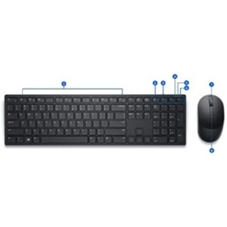 Dell Pro Wireless Keyboard And Mouse KM5221W - USB Wireless RF - French - Black - USB Wireless RF Mouse - Optical - 4000 dpi - Scroll Wheel - Black - Symmetrical - AA, AAA - Compatible with Desktop Computer for Windows, Mac OS, Linux, ChromeOS, Android  WRLS 