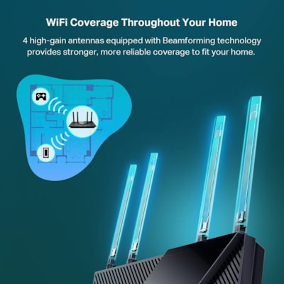 TP-Link Archer AX55 Wi-Fi 6 IEEE 802.11ax Ethernet Wireless Router - Dual Band - 2.40 GHz ISM Band - 5 GHz UNII Band - 4 x Antenna(4 x External) - 375 MB/s Wireless Speed - 4 x Network Port - 1 x Broadband Port - USB - Gigabit Ethernet - VPN Supported - Desktop  
