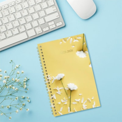 Blueline Essential Planner - Academic - Weekly, Monthly - 13 Month - July to July - Twin Wire - Multicolor, Gold - Foil - Translucent Cover - 8" (203.20 mm) Height x 5" (127 mm) Width - Bilingual, Monthly Planner, Ruled Planning Space, Reminder Section, Notes Area, Periodic Table, Multiplication Tab  