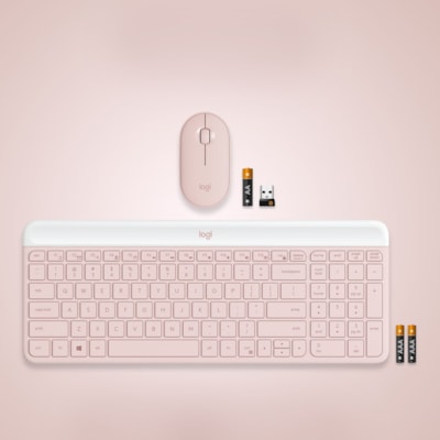 Logitech MK470 Keyboard & Mouse - USB Mechanical Wireless RF 2.40 GHz Keyboard - USB Wireless RF Mouse - Optical - 1000 dpi - Scroll Wheel - Symmetrical - AAA, AA - Compatible with Desktop Computer, Notebook for PC COMPACT & QUIET WIRELESS KEYBOARD & MOUSE COMBO - ROSE