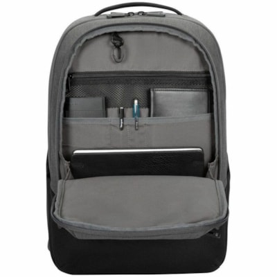 Targus Cypress Hero TBB94104GL Carrying Case (Backpack) for 15.6" (396.24 mm) Apple Notebook - Gray - Water Resistant - Woven Fabric, Foam Body - Shoulder Strap, Trolley Strap, Handle - 19.69" (500.13 mm) Height x 12.01" (305.05 mm) Width x 5.30" (134.62 mm) Depth - 5.81 gal (22000 mL) Volume Capaci  