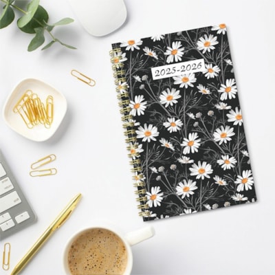 Brownline Academic Weekly Planner Blossom 2024-2025, Bilingual, CA114BPG - Academic - Weekly, Monthly - 13 Month - July 2024 to July 2025 - 1 Week Double Page Layout - 5" (127 mm) x 8" (203.20 mm) Sheet Size - Twin Wire - Paper - Blossom Blue Poly Cover - Monthly Planner, Ruled, Sticker Sheet, Tear-  