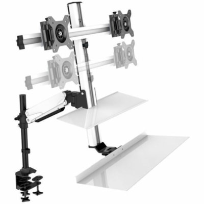Rocelco - Montage de bureau Sit-Stand pour Moniteur, Poste de travail, Ordinateur, Clavier, Souris - Noir - Hauteur réglable - 27 po Support d'écran - 24 lb (10886,22 g) Capacité de charge - Acier, Aluminium - 1 Unité  Floating Desk ise à debout.