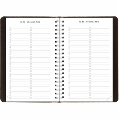 Blueline Daily/Monthly Academic Planner, Bilingual, Black (CA201B.BLK) - Academic - Daily, Monthly - 12 Month - August 2025 to July 2026 - 5" (127 mm) x 8" (203.20 mm) Sheet Size - Twin Wire - Black - Paper - Vicuana Cover - Task List, Goal Section, Schedule Section, Notes Section, Planning Space, P  