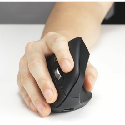 Kensington Pro Fit Ergo MY630 EQ Rechargeable Mouse - Full-size Mouse - Optical - Wireless - Bluetooth/Radio Frequency - 2.40 GHz - Rechargeable - Gray - USB 2.0 Type A - 2400 dpi - Scroll Wheel - 7 Button(s) - 5 Programmable Button(s) - Large Hand/Palm Size - Right-handed - 4 Month Battery Run Time E MOUSE 