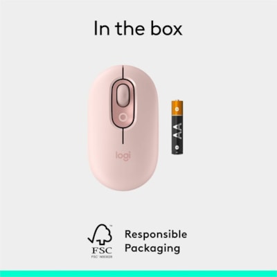 Logitech POP Mouse - Wireless - 32.81 ft (10000 mm) - Bluetooth - Rose - Scroll Wheel - 4 Button(s) - 1 x AA Battery Supported  