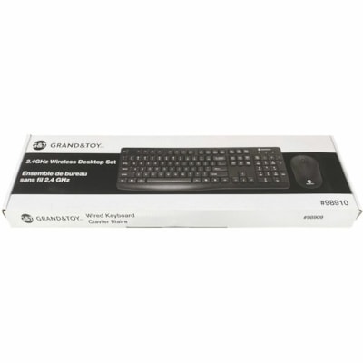 Grand & Toy Wireless Keyboard & Mouse Combo - USB Type A Wireless Keyboard - 104 Key - Black - USB Type A Wireless Mouse - Optical - 1000 dpi - 3 Button - Black - AA, AAA 2.4G 1000 DPI 3 BUTTON 104 KEYS USB NANO BLK COLOR