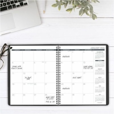 At-A-Glance 2026 Monthly Planner - 11" H x 8-7/8" W - Black - English - Monthly - 15 Month - January 2026 to March 2027 - 1 Month Double Page Layout - 8 7/8" (225.30 mm) x 11" (279.40 mm) Sheet Size - Spiral Bound - Paper - Black Simulated Leather, Faux Leather Cover - Monthly Planner, Event Plannin 9 X 11 BLK ENGLISH 