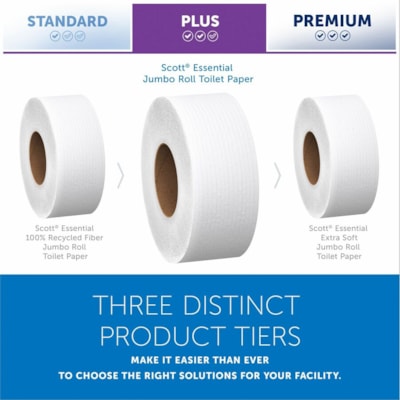 Papier hygiénique Recyclé Scott - 2 Pli - largeur de 3,55 po (90,17 mm) x longueur de 1000 pi (304,80 m) - Blanc - 12 / Carton BOÎTE DE 12 
