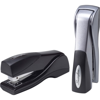 Swingline Optima Grip Compact Stapler - Staples Upto 25 Sheet of 20lb Paper - Holds Upto 105 Staple - Half Strip - Staple Size: 1/4" (6.35 mm) - Graphite Black - Metal - 1 Each UPRIGHT STAPLER - BLK HALF-STRIP - 25 SHEET CAPACITY
