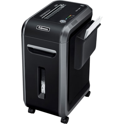 Fellowes 99Ci 100% Jam Proof Cross-Cut Shredder - Cross Cut - 17 Per Pass - for shredding Paper, Staples, Credit Card, Paper Clip, CD, DVD - 0.2" (3.97 mm) x 1.5" (38.10 mm) Shred Size - P-3 - 2.40 in/s (60.96 mm/s) - 30 Minute Run Time - 40 Minute Cool Down Time - 34.07 L Wastebin Capacity - Black, 17 SHEETS CROSS CUT 9 GAL SHRED SIZE 0.16MM X 1.5MM