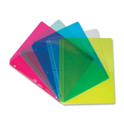 Winnable Slant Binder Pocket - 100 x Sheet Capacity - For Letter 8 1/2" (215.90 mm) x 11" (279.40 mm) Sheet - Ring Binder - Rectangular - Clear, Blue, Red, Green, Yellow - 5 / Pack LETTER  11.25" X 9.25 5 PACK  ASSORTED