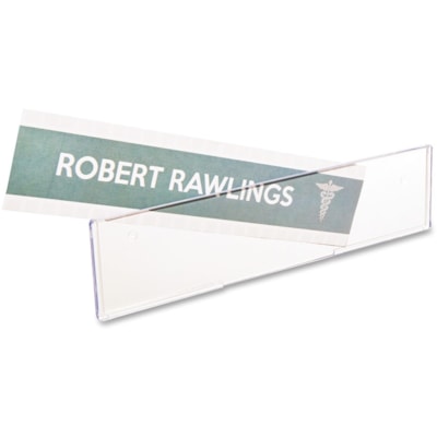 Deflecto - Porte-nom de cubicle - largeur de 8,50 po (215,90 mm) x hauteur de 2 po (50,80 mm) - Rectangulaire Forme - Fixation Murale - Insérable, Magnétique - Plastique - clair - 1 chaque CHARGE PAR LA HAUT 8-1/2" X 2" - CLAIR