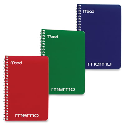 Mead Wirebound Memo Notebook - 60 Sheets - Wire Bound - 15 lb (6803.89 g) Basis Weight - 3" (76.20 mm) x 5" (127 mm) Sheet Size - White Paper - Black Binding - Assorted Cardboard, Nylon Cover - Stiff-back - 1 Each FEINT RULED WHITE PAPER HILROY