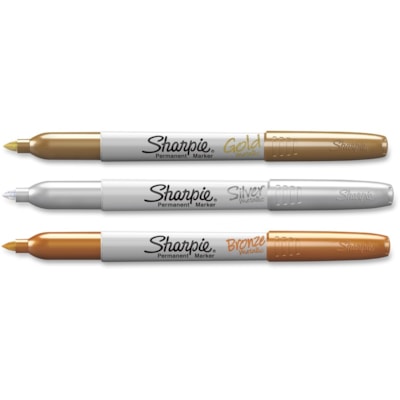 Sharpie Metallic Fine Point Permanent Marker - Fine Marker Point - Gold, Silver, Bronze Ink - Alcohol Based - 3 / Set FINE BRONZE  SILVER  GOLD 