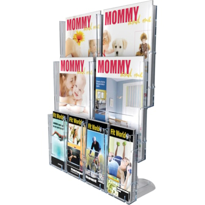 Deflecto Lit Loc Interlocking Magazine Display - 11.3" (285.75 mm) Height x 9" (228.60 mm) Width x 1.3" (31.75 mm) Depth - Interlockable - Clear - Plastic - 1 Each SINGLE MAGAZINE SIZE UNIT 9"W X 11-1/4"H X 1-1/4"D - CLE