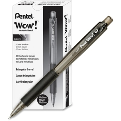 Wow! Retractable Mechanical Pencil (0.7mm), Black Barrel - Pentel Wow! Mechanical Pencil, Writing, Drawing, School Supply, Pre-loaded with Lead, 0.7mm Medium Point, Black Barrel 0.7MM  BLACK BARREL REFILLABLE ERASER