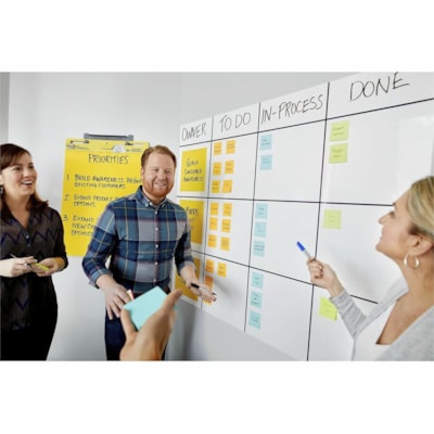 Post-it® - Rouleau effaçable à sec DEF3X2 - Surface Blanc - largeur de 24 po (609,60 mm) x longueur de 36 po (914,40 mm) - Film Blanc - Rectangle - Souple, Ant-tache, Autocollant - 1 / emballage DEF3X2-C  .609 M X .914 M 