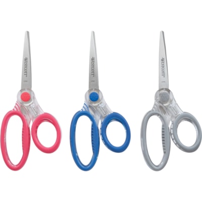 Westcott Kids X-Ray 5" Scissors - 5" (127 mm) Overall Length - Straight-left/right - Stainless Steel - Pointed Tip - Assorted - 1 Each ULTRASOFT HANDLES 