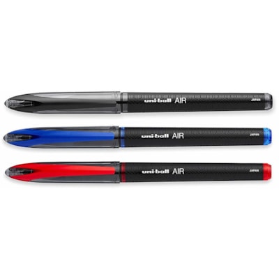 uniball(tm) AIR Rollerball Pen - 0.7 mm (0.03") Fine Pen Point - Assorted Ink - Black Barrel - 3 / Pack ROLLERBALL PENS 