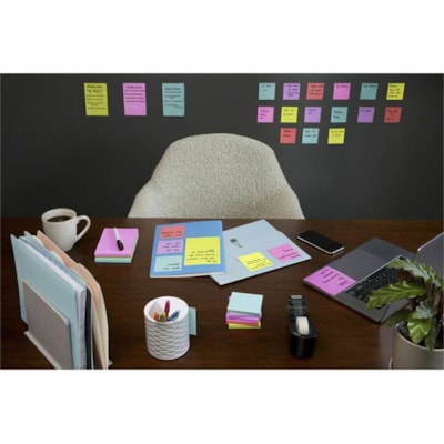 Post-it® - Feuillets super collants - Collection Éclat de lumière - largeur de drapeau/note 4 po (101,60 mm) x longueur de drapeau/note 6 po (152,40 mm) - Rectangulaires - 90 Feuilles par bloc - Avec ligne - Papier - Autocollant, Recyclable - 3 / emballage  LINED  4X6  3PACK 
