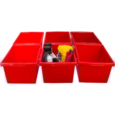 Storex 5.5 Gallon Storage Bins,Red - Internal Dimensions: 14" (355.60 mm) Length - External Dimensions: 16.8" (425.45 mm) Length x 11.9" (301.63 mm) Width x 8.3" (209.55 mm) Height - 20.82 L - Media Size Supported: Legal, Letter - Plastic - Red - For Supplies, Paper, Workbook, Classroom Supplies - 1 16.75"LX11.875"WX8.25"H5.5/GAL 