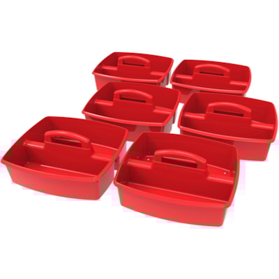 Storex Classroom Caddy - 6.4" (161.93 mm) Height x 11" (279.40 mm) Width x 13" (330.20 mm) Length - Tabletop - Red - Plastic - 1 Each 12.75"L X 11.25" W X 5.5" H 