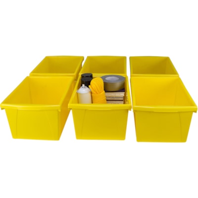 Storex 5.5 Gallon Storage Bins, Yellow - Internal Dimensions: 14" (355.60 mm) Length - External Dimensions: 18.1" (459.99 mm) Length x 11.8" (300 mm) Width x 8.3" (209.55 mm) Height - 5.50 gal (20819.76 mL) - Media Size Supported: Legal, Letter - Plastic - Yellow - For Supplies, Paper, Workbook, Cla 16.75"LX11.875"WX8.25"H5.5/GAL 