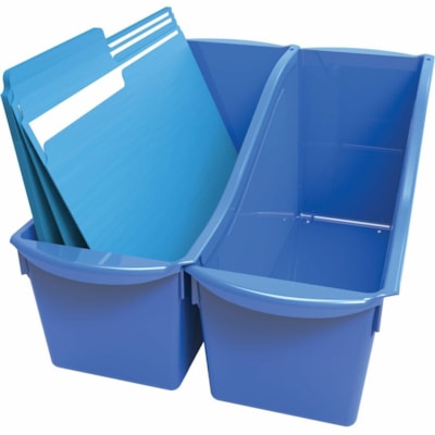 Storex Book Bin Set - 7" (177.80 mm) Height x 5.3" (134.62 mm) Width14.3" (363.22 mm) Length - Blue - Plastic - 6 / Carton BLUE 