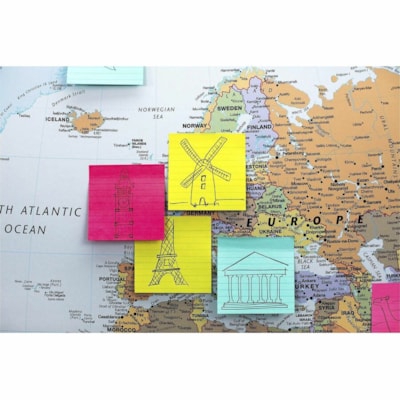 Post-it® - Recharges de feuillets adhésifs lignés super collants - largeur de drapeau/note 4 po (101,60 mm) x longueur de drapeau/note 4 po (101,60 mm) - Carré - 90 Feuilles par bloc - Bleu - Collant - 5 / emballage R440-WASS 4 IN X 4 IN