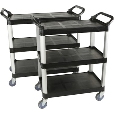 Globe Utility Cart Small Black - 200 lb (90718.47 g) Capacity - 33" (838.20 mm) Length x 17" (431.80 mm) Width x 37" (939.80 mm) Height - Black - 1 Each ACCOMODATES UP TO 200LBS 