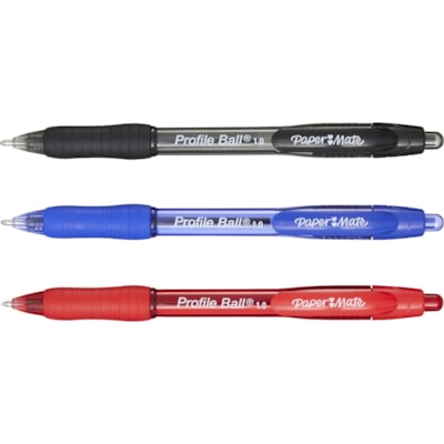 Paper Mate Profile 1.0mm Ballpoint Pens - 1 mm (0.04") Medium Conical Pen Point - Retractable - Blue Ink - Blue Barrel - 12 / Pack  