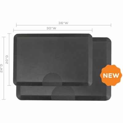 Safco Movable Anti-Fatigue Mat - Floor - 36" (914.40 mm) Length x 24" (609.60 mm) Width x 1" (25.40 mm) Thickness - Rectangular - Black - 1 Each BLACK 