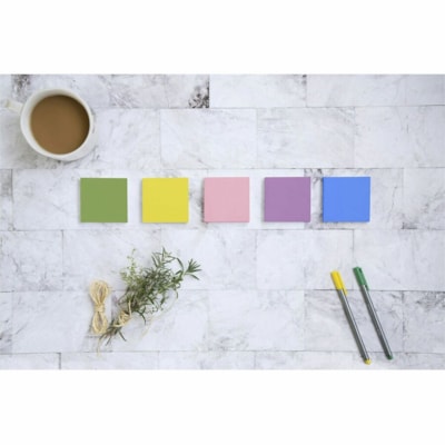 Post-it® Notes - Floral Fantasy Color Collection - 1400 - 3" (76.20 mm) Flag/Note Width x 3" (76.20 mm) Flag/Note Length - Square - 100 Sheets per Pad - Unruled - "Limeade, Citron, Iris Infusion, Positively Pink, Blue Paradise - Paper - Self-adhesive, Repositionable - 14 / Pack 14 PADS  100 SHEETS/PAD 